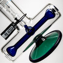 ROOR.US - 21" Inline Tube - 10 Arm Tree Perc - Blue & Green - White Label - The Cave