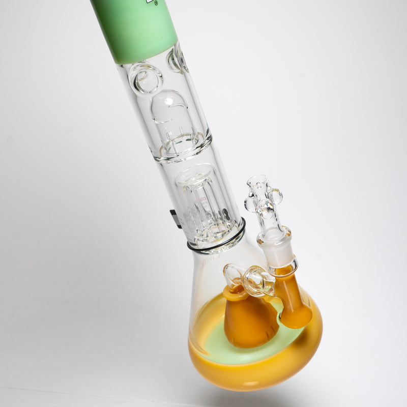 ROOR.US - 99 Series - 18” Fixed Beaker w/ Barrel Perc - Tangie & Mint - White & Black Label - The Cave