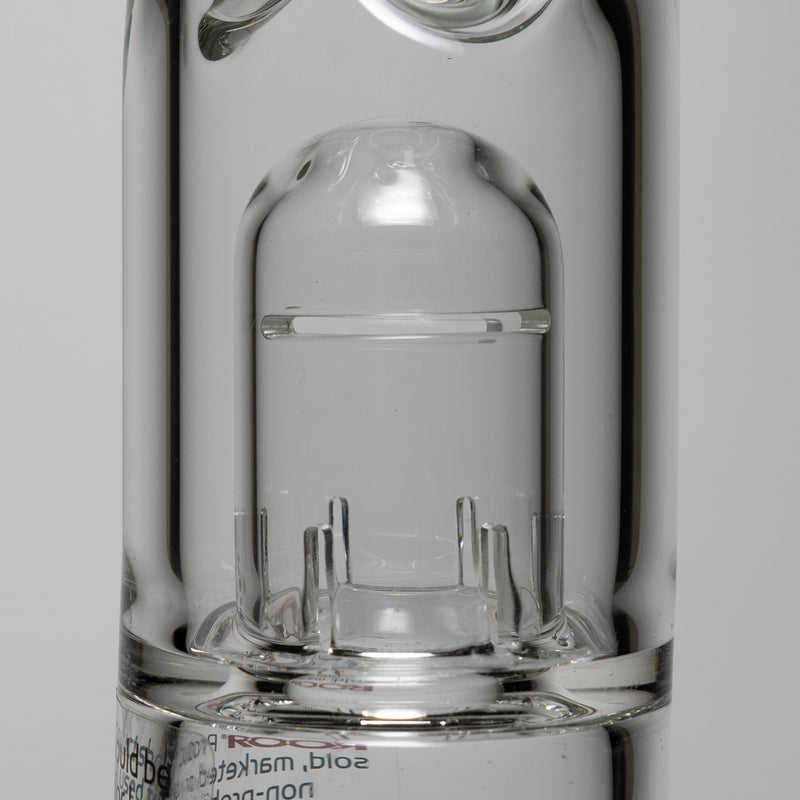 ROOR - 18” Fixed Beaker w/ 10-Arm Tree Perc - Smokey Grey - White Label - The Cave
