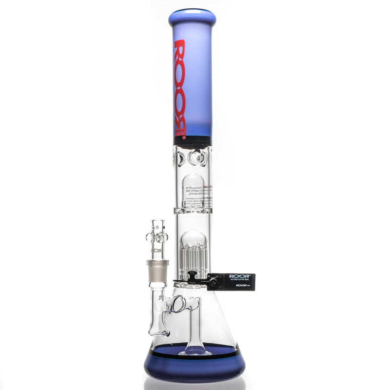 ROOR.US - 18” Fixed Beaker - 10 Arm Tree Perc - Milky Purple - Red - The Cave