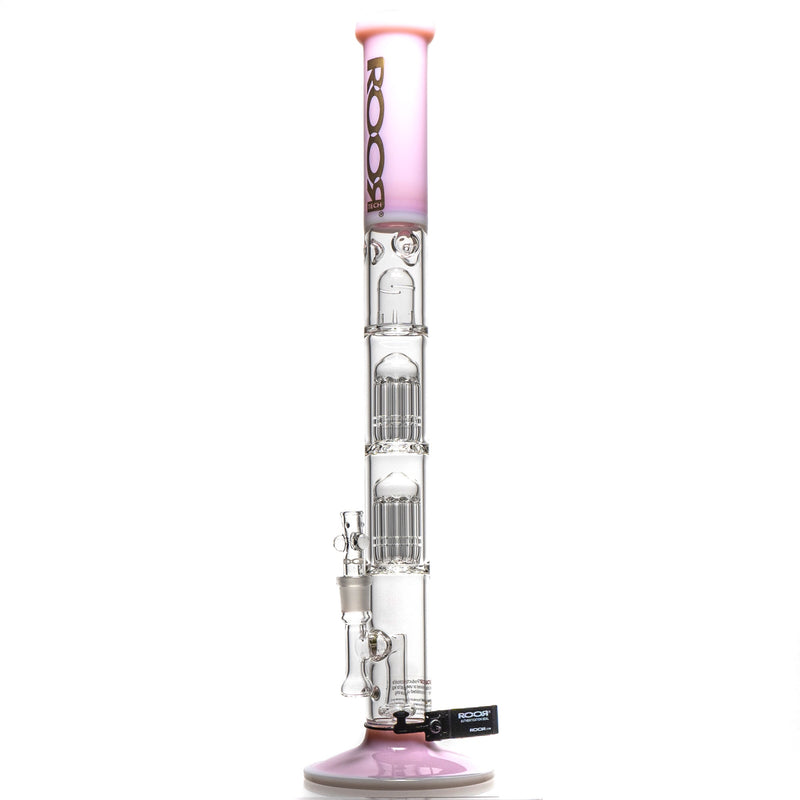 ROOR.US - 21” Fixed Beaker - Double 10 Arm Tree Perc - Pink - Gold - The Cave