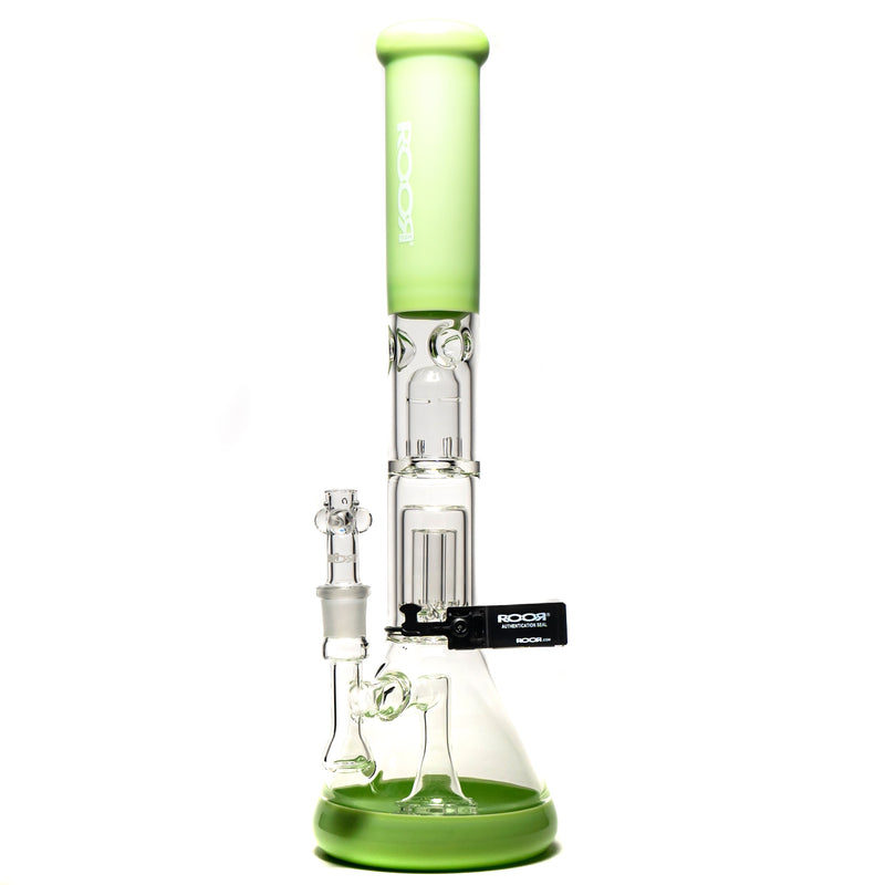 ROOR.US - 18” Fixed Beaker - Barrel Perc - Milky Green - White Label - The Cave