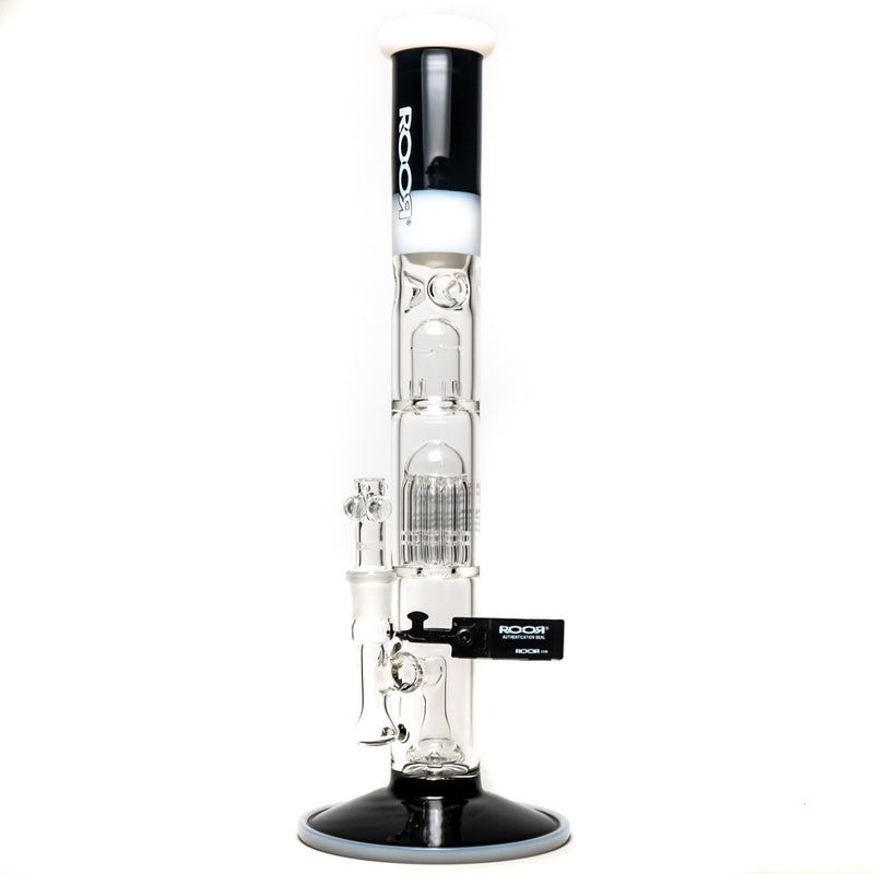ROOR.US - 18” Fixed Straight - 10 Arm Tree Perc - Black & White - White & Black Label - The Cave