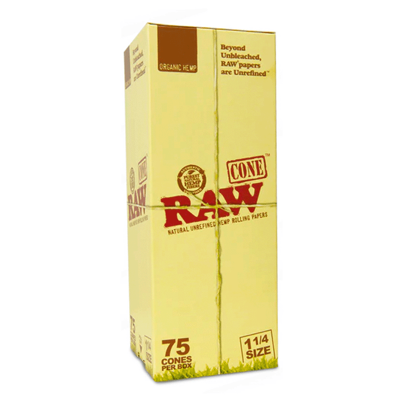 RAW - 1.25 Organic - Cone Box 75ct - The Cave