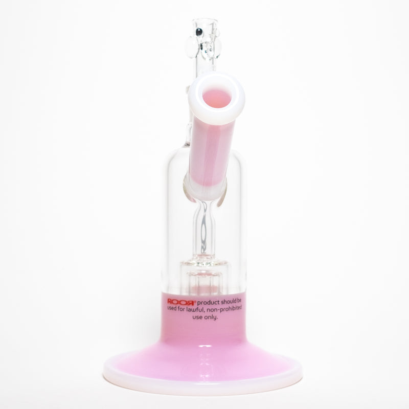 ROOR - Fixed Bubbler w/ Barrel Perc - Pink & White - Black & White Label - The Cave