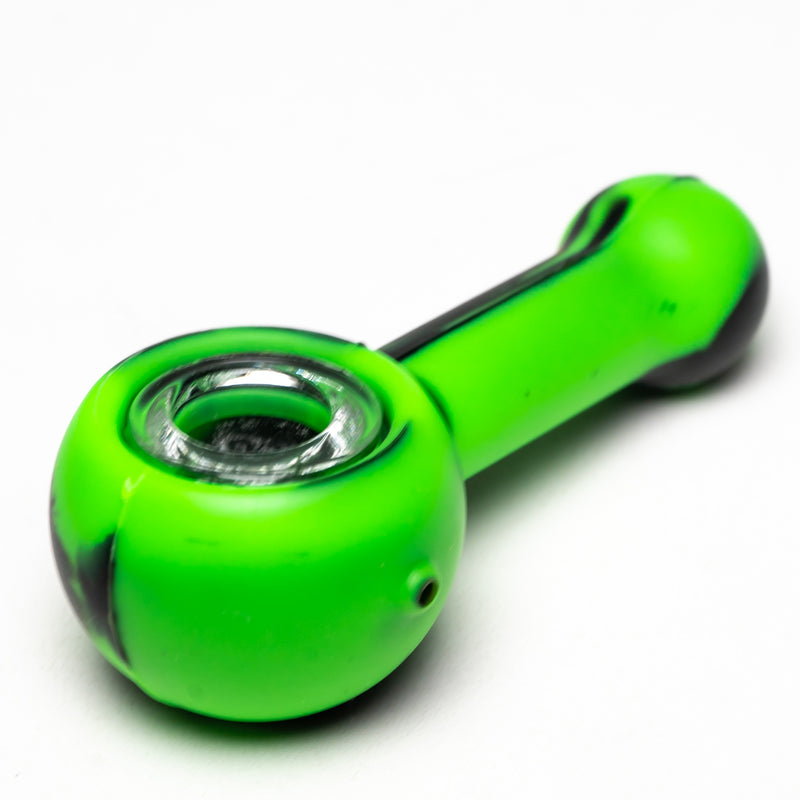 Shooters - 4" Silicone & Glass Hand Pipe - Green & Black - The Cave