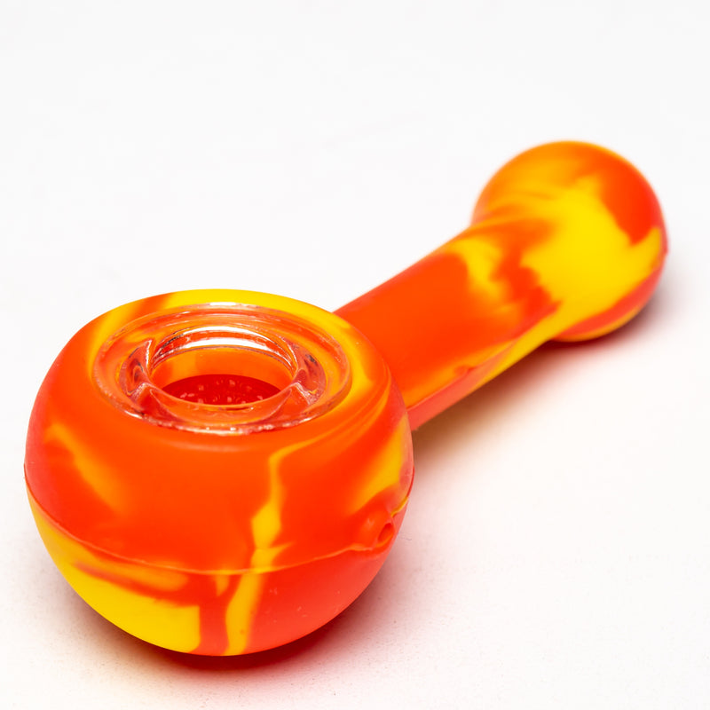 Shooters - 4" Silicone & Glass Hand Pipe - Pink & Yellow - The Cave