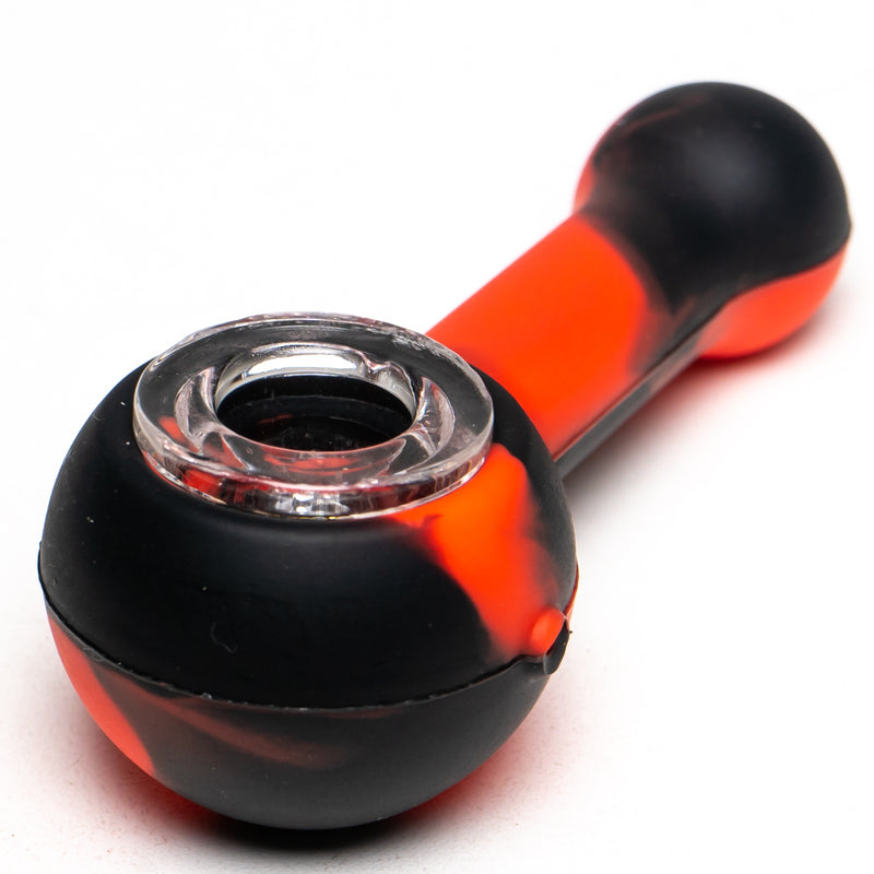 Shooters - 4" Silicone & Glass Hand Pipe - Red & Black - The Cave