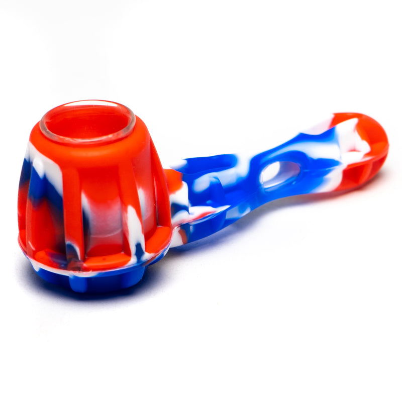 Shooters - 4" Silicone & Glass Martini Hand Pipe - Red, White & Blue - The Cave