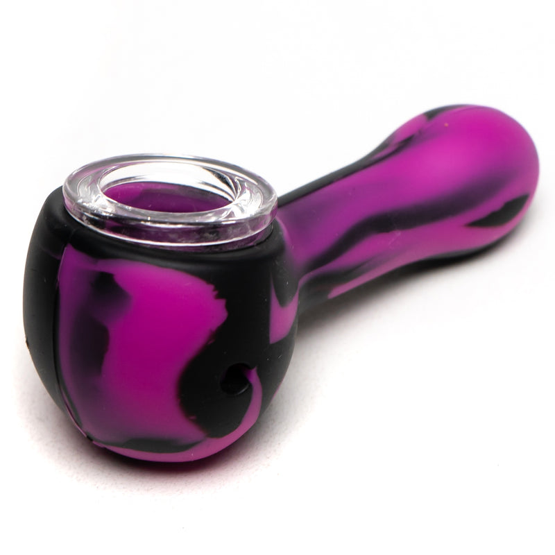 Shooters - 3" Silicone & Glass Hand Pipe - Purple & Black - The Cave