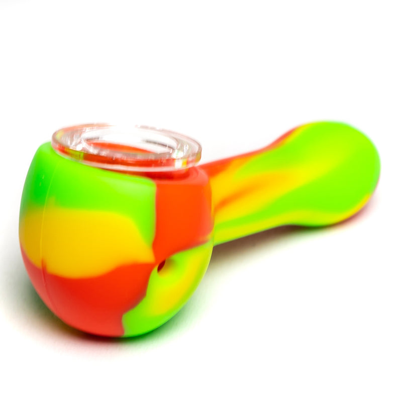 Shooters - 3" Silicone & Glass Hand Pipe - Rasta - The Cave