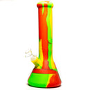 Shooters -12" Silicone Beaker - 3 Piece w/ Glass Stem - Rasta - The Cave