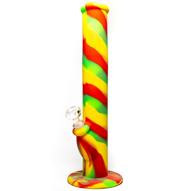 Shooters - 14" Silicone Straight w/ Glass Downstem - Rasta - The Cave
