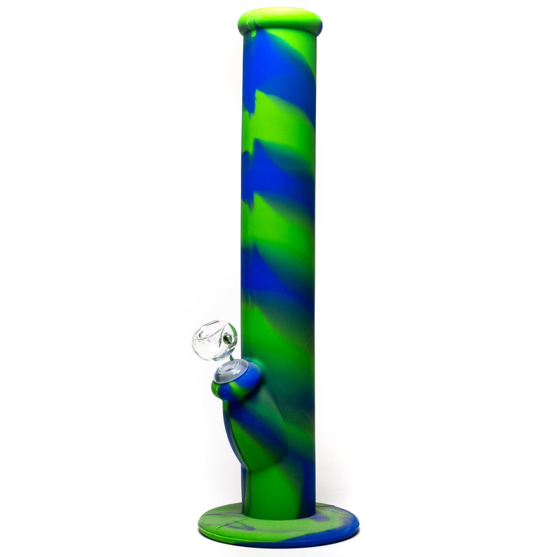 Shooters - 14" Silicone Straight w/ Glass Downstem - Green & Blue - The Cave