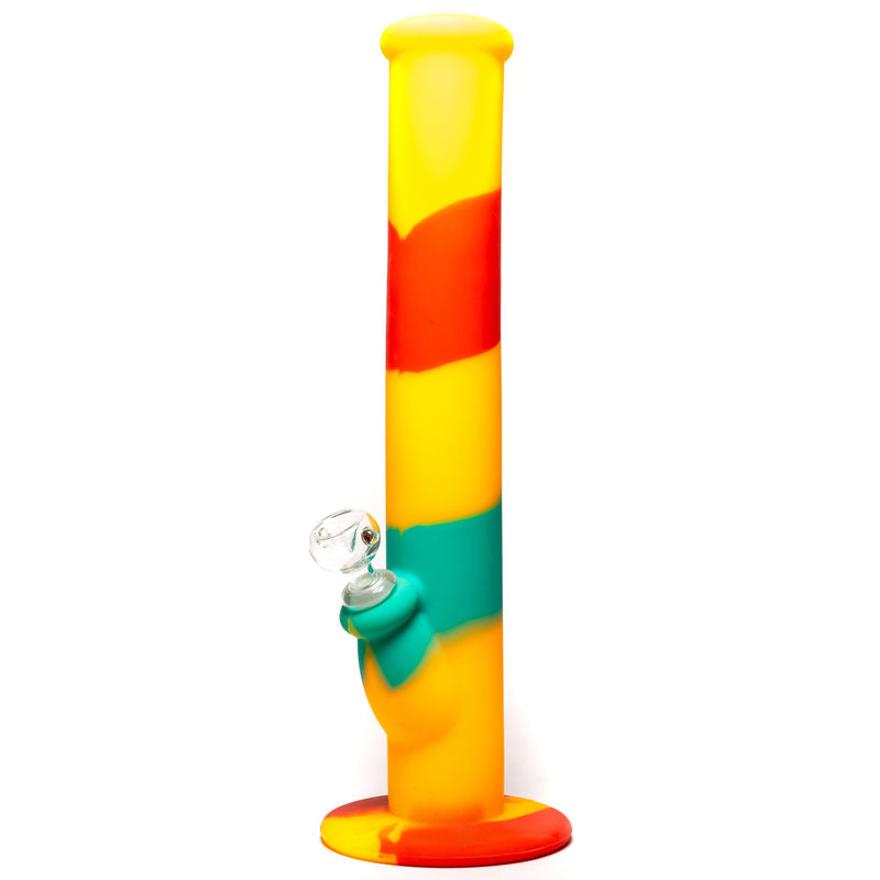 Shooters - 14" Silicone Straight w/ Glass Downstem - Orange, Red & Green - The Cave