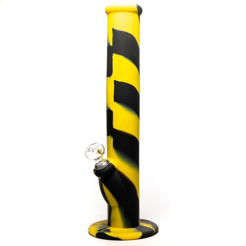 Shooters - 14" Silicone Straight w/ Glass Downstem - Yellow & Black - The Cave