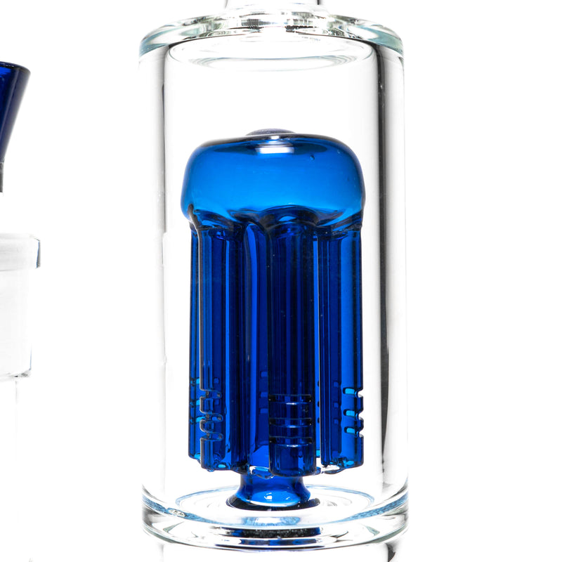 Shooters - Double Chamber Bubbler - Honeycomb to 6 Arm Tree Perc - Blue - The Cave