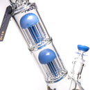 Phoenix Star - 14" Double Tree Beaker - 8 Arm - Milky Blue - The Cave