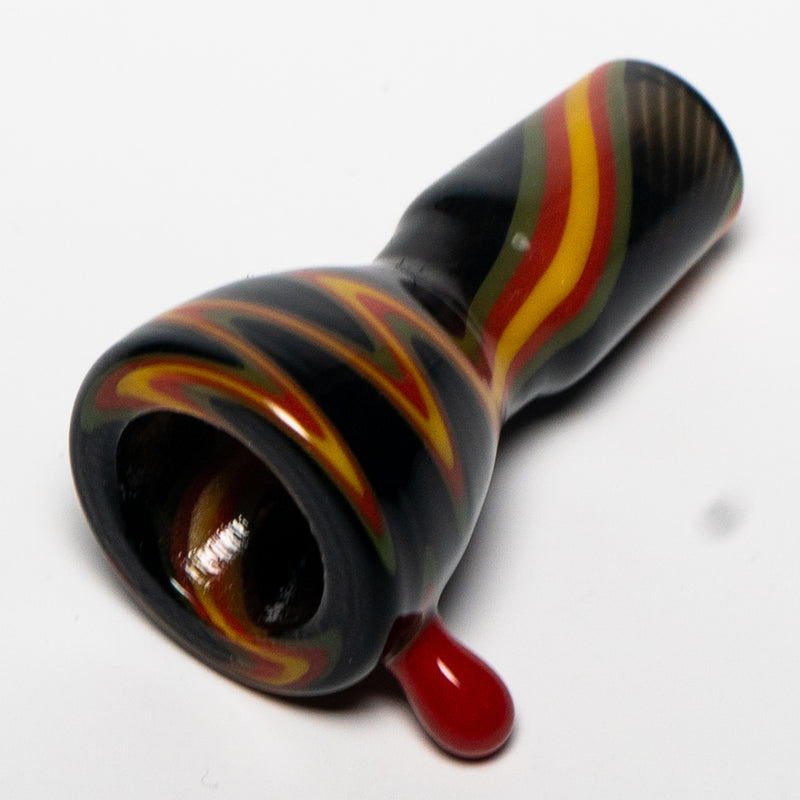 Shooters - Push Bowl Slide - 18mm - Rasta w/ Black & Red Wig Wag - The Cave