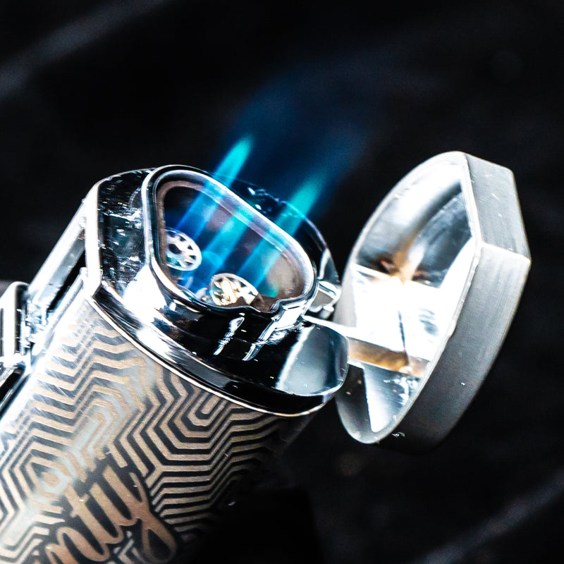 Vector X Sovereignty - Mystique - Single Flame Torch Lighter - Chrome Satin - The Cave