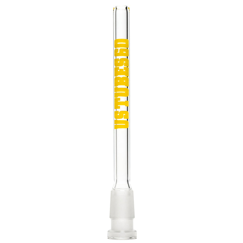 US Tubes - 18/14mm Female Open Downstem - 6.0" - Clear w/ Yellow - The Cave