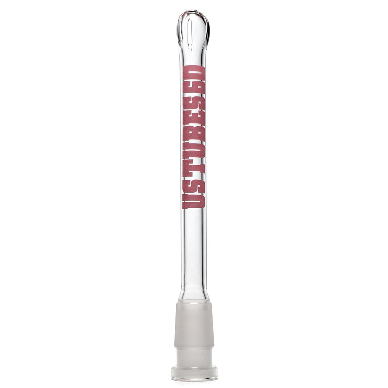US Tubes - 18/14mm Female 3 Slit Downstem - 6.0" - Clear w/ Pink - The Cave