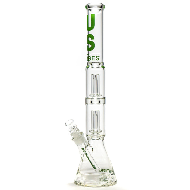 US Tubes - 21" Double Circ Beaker w/ 24mm - 50x5 - Green Vertical Label - The Cave