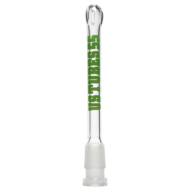 US Tubes - 18/14mm Female 3 Slit Downstem - 5.5" - Clear w/ Lime Green - The Cave