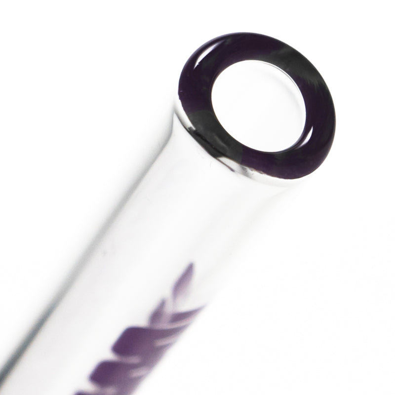 US Tubes - 18/14mm Female Open Downstem - 6.0" - Clear w/ Purple - The Cave