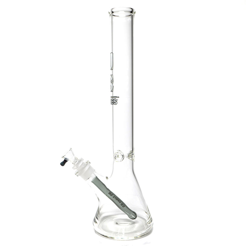 US Tubes - 18" Beaker 50x5 w/ 24mm Joint - White & Gray Vertical Label w/ Blue Handle Slide - The Cave
