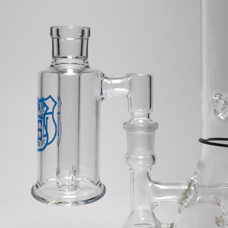 US Tubes - Ash Catcher - 18mm 45° - White & Blue Highway Label - The Cave