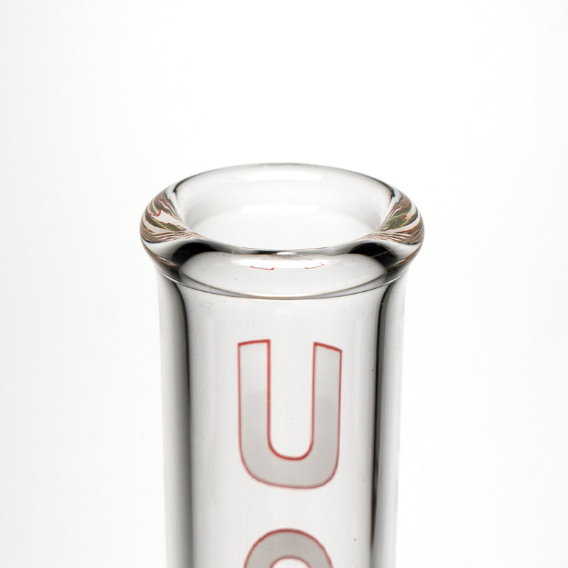 US Tubes - 13" Beaker 45x5 - Constriction - White & Red Vertical Label - The Cave