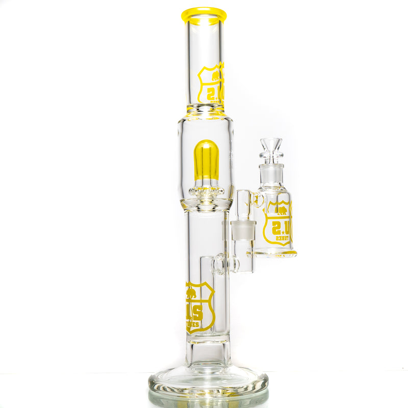 US Tubes - 17" Fixed Straight w/ Dry Catcher - 3 Slit/Circ - Yellow Accents - The Cave