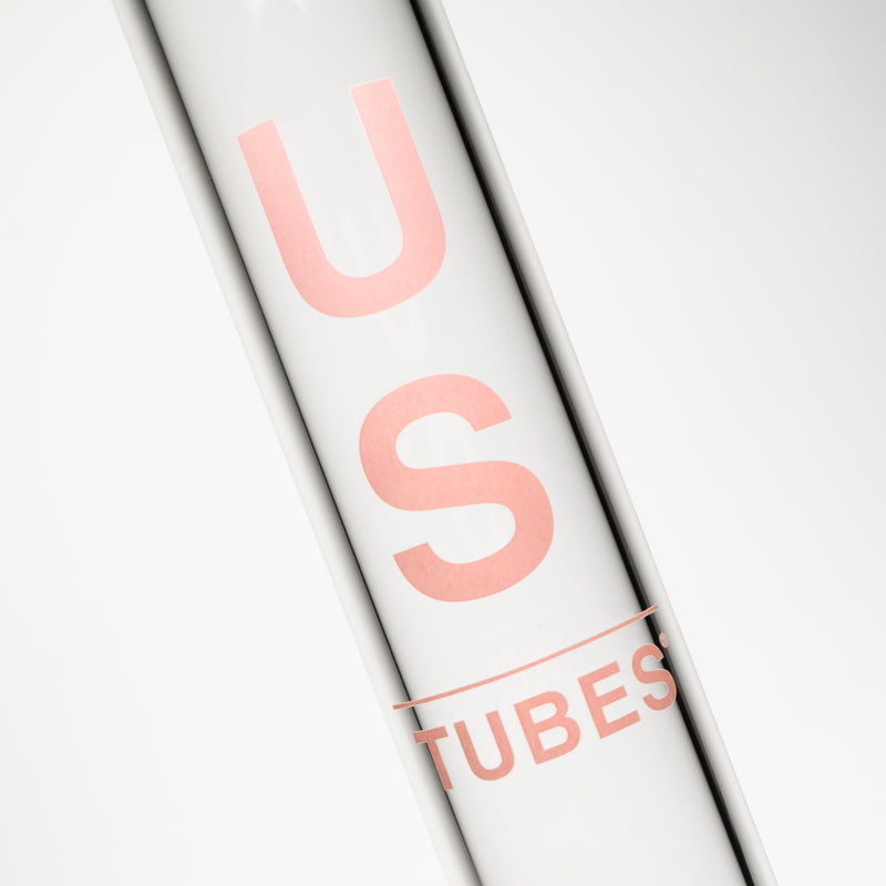 US Tubes - 18" Beaker 50x5 w/ 24mm Joint - Pink Vertical Label w/ Purple Handle Slide - The Cave