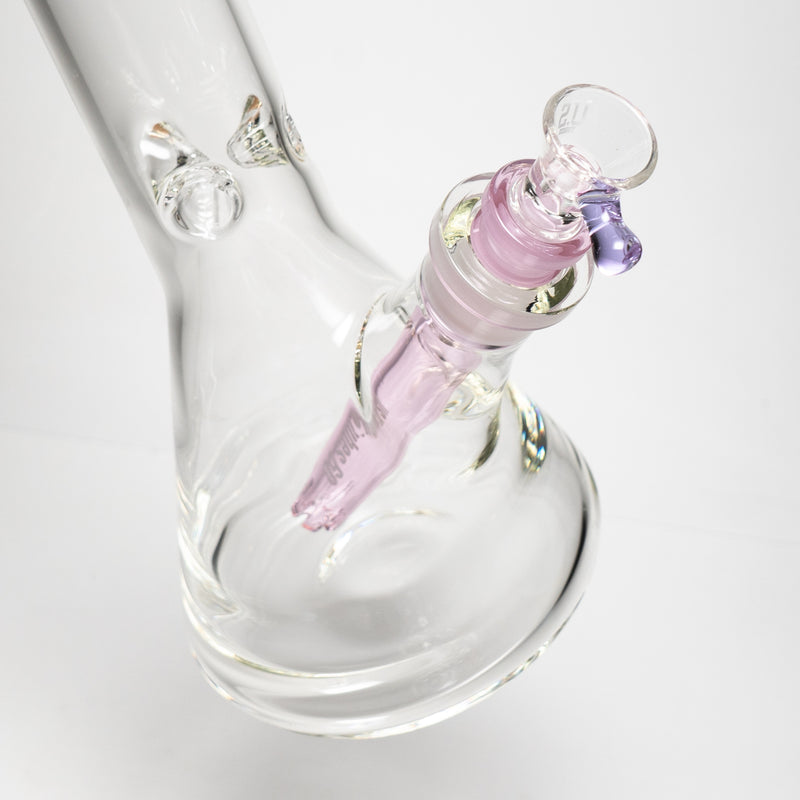 US Tubes - 18" Beaker 50x5 w/ 24mm Joint - Pink Vertical Label w/ Purple Handle Slide - The Cave