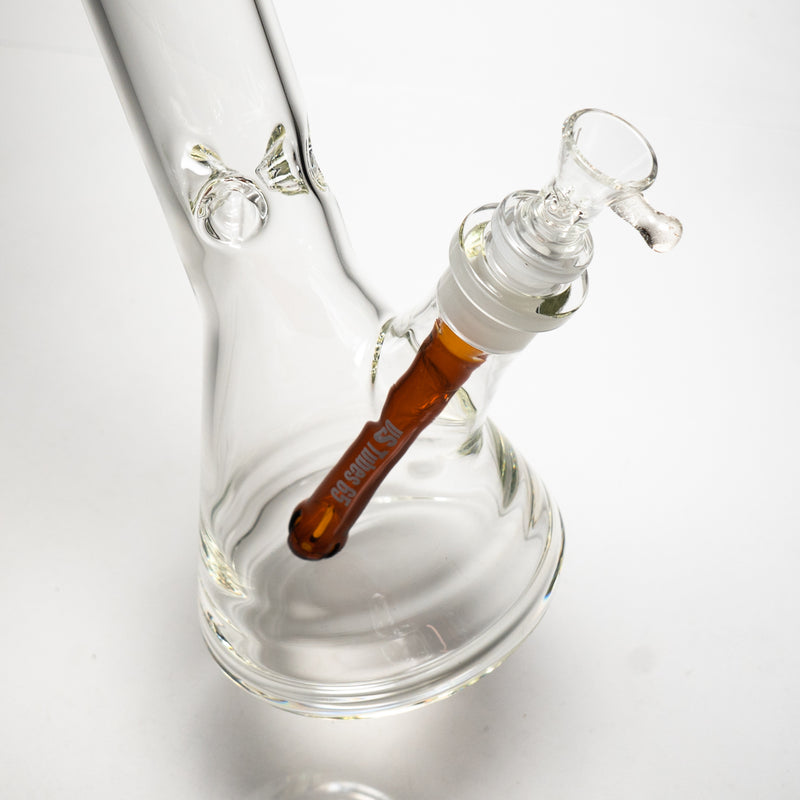 US Tubes - 20" Beaker 50x5 w/ 24mm Joint - White & Brown Vertical Label w/ Lucy Handle Slide - The Cave