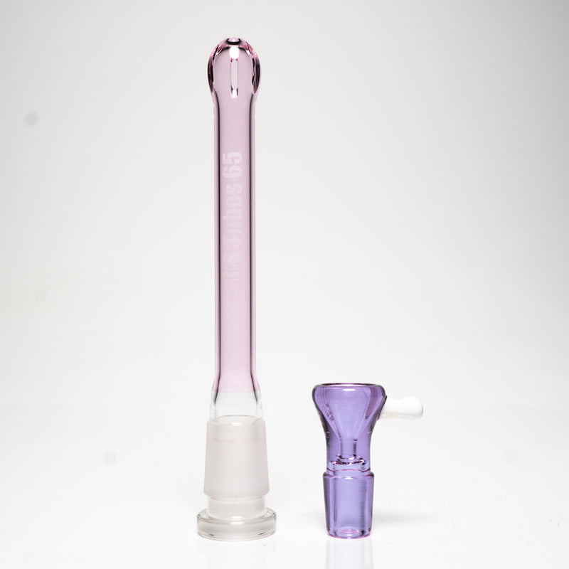 US Tubes - 20" Beaker 50x5 w/ 24mm Joint - White & Pink Vertical Label w/ Purple Slide - The Cave
