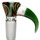 Unity Glassworks - 3 Hole Worked Opal Horn Slide - 14mm - Fire Earth & Green Stardust - The Cave