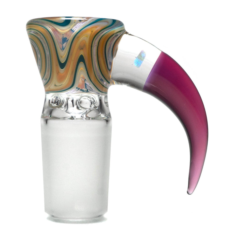 Unity Glassworks - 4 Hole Worked Opal Horn Slide - 18mm - Yellow Blue & Stargazer - The Cave