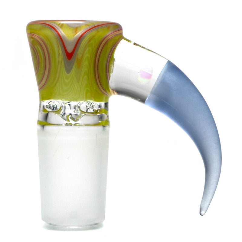 Unity Glassworks - 4 Hole Worked Opal Horn Slide - 18mm - Watermelon & Blue Satin - The Cave