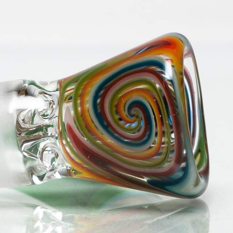 Unity Glassworks - 3 Hole Worked Opal Horn Slide - 14mm - Clear Rainbow & Exp. Green - The Cave