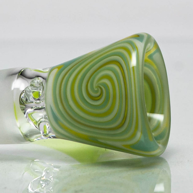 Unity Glassworks - 3 Hole Worked Opal Horn Slide - 14mm - Green White & Antidote - The Cave