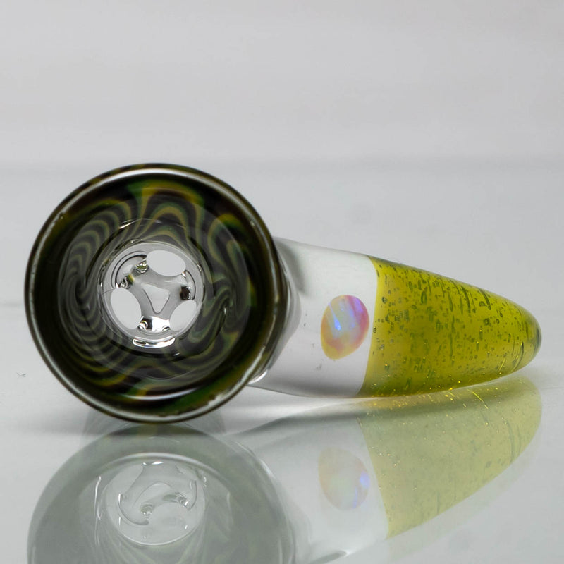 Unity Glassworks - 3 Hole Worked Opal Horn Slide - 14mm - Army & SS. Slyme - The Cave