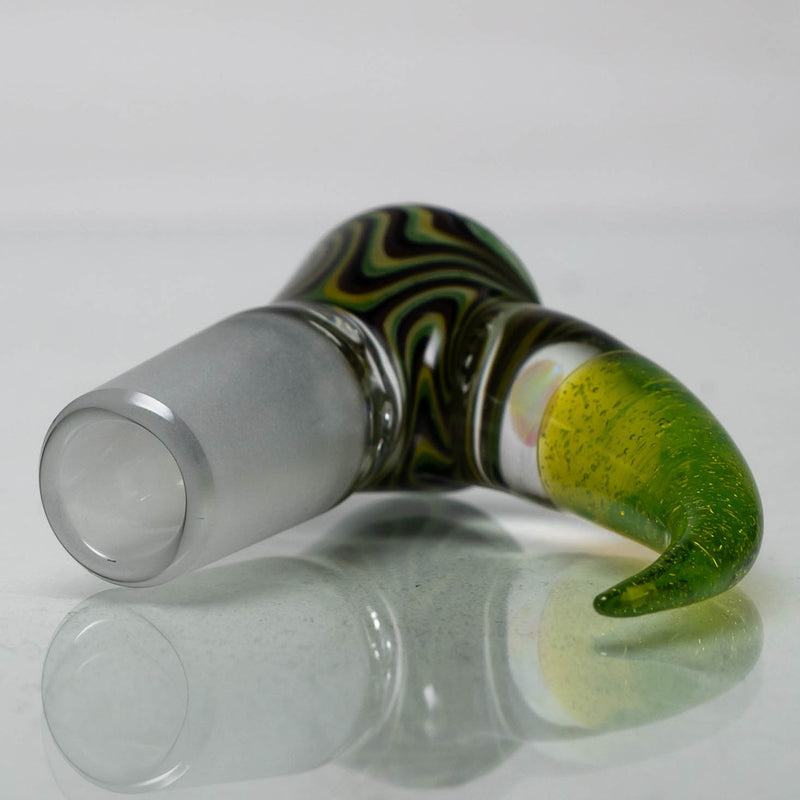 Unity Glassworks - 3 Hole Worked Opal Horn Slide - 14mm - Army & SS. Slyme - The Cave