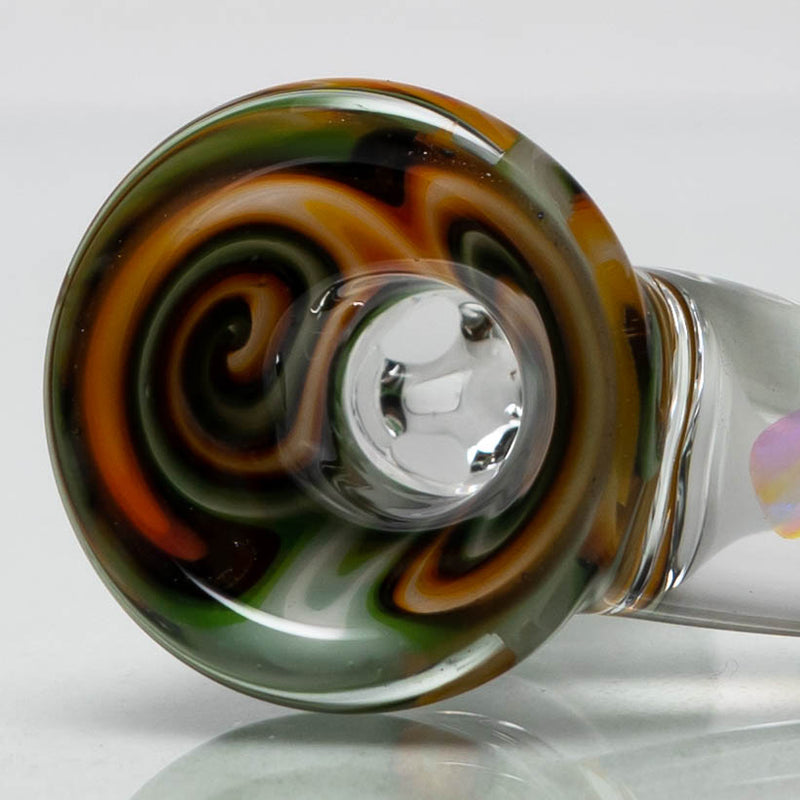 Unity Glassworks - 3 Hole Worked Opal Horn Slide - 14mm - Fire Earth & Green Stardust - The Cave