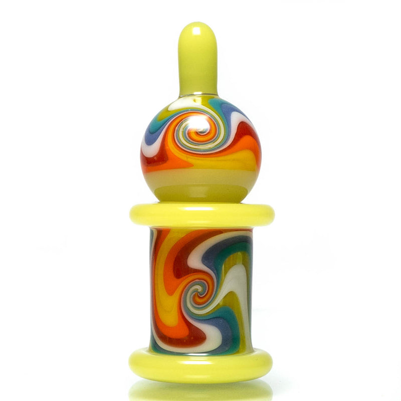 Unity Glassworks - Worked Directional Bubble Cap - CFL Yoshi w/ Rainbow - The Cave