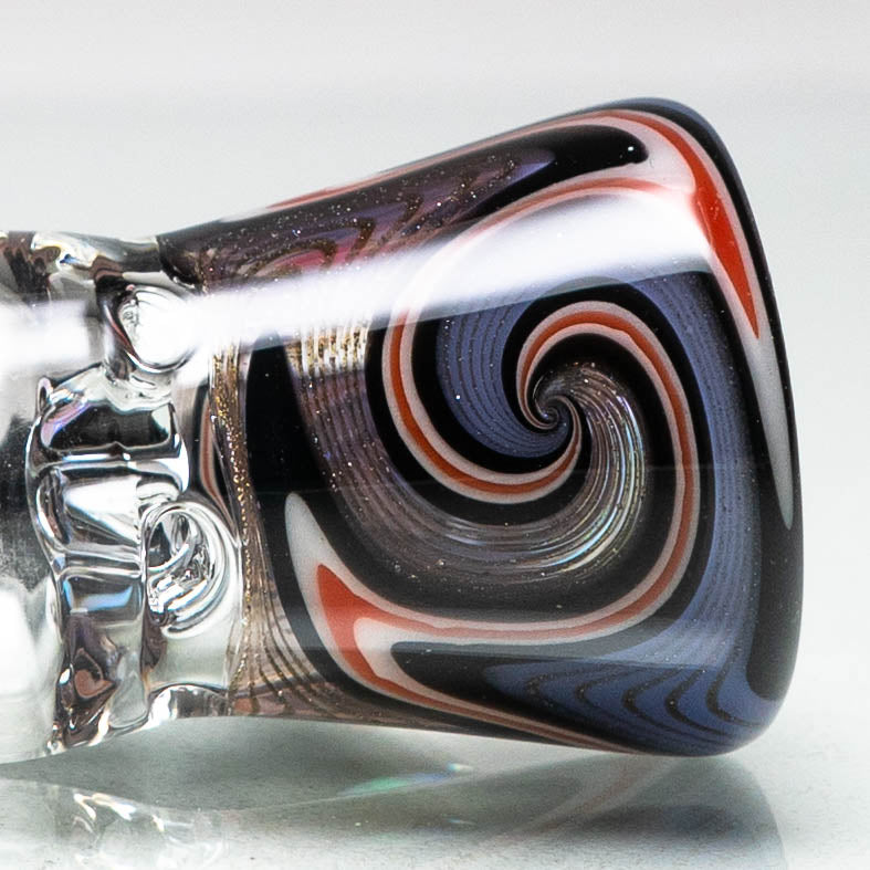 Unity Glassworks - 4 Hole Worked Opal Horn Slide - 18mm - Shadow & Galaxy - The Cave