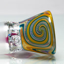 Unity Glassworks - 4 Hole Worked Opal Horn Slide - 18mm - Yellow Blue & Stargazer - The Cave