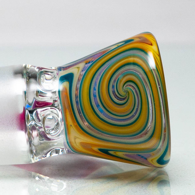 Unity Glassworks - 4 Hole Worked Opal Horn Slide - 18mm - Yellow Blue & Stargazer - The Cave