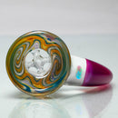 Unity Glassworks - 4 Hole Worked Opal Horn Slide - 18mm - Yellow Blue & Stargazer - The Cave